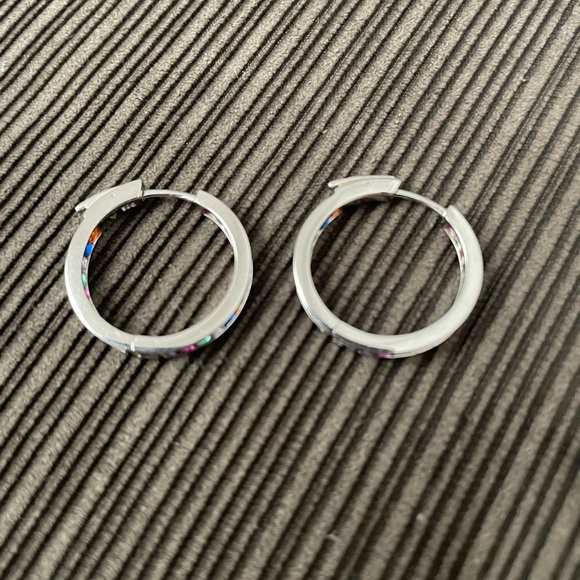 Hoops silver tone with multicolored rhinestones - Picture 3 of 3